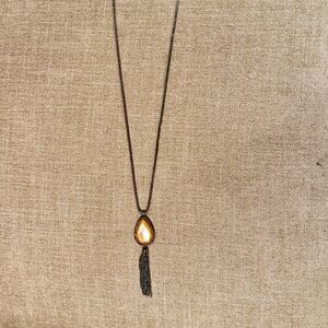 Elegant Long Teardrop Necklace w Tassle